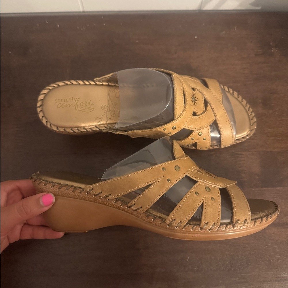Tan Huarache-Inspired Slip-On Sandals